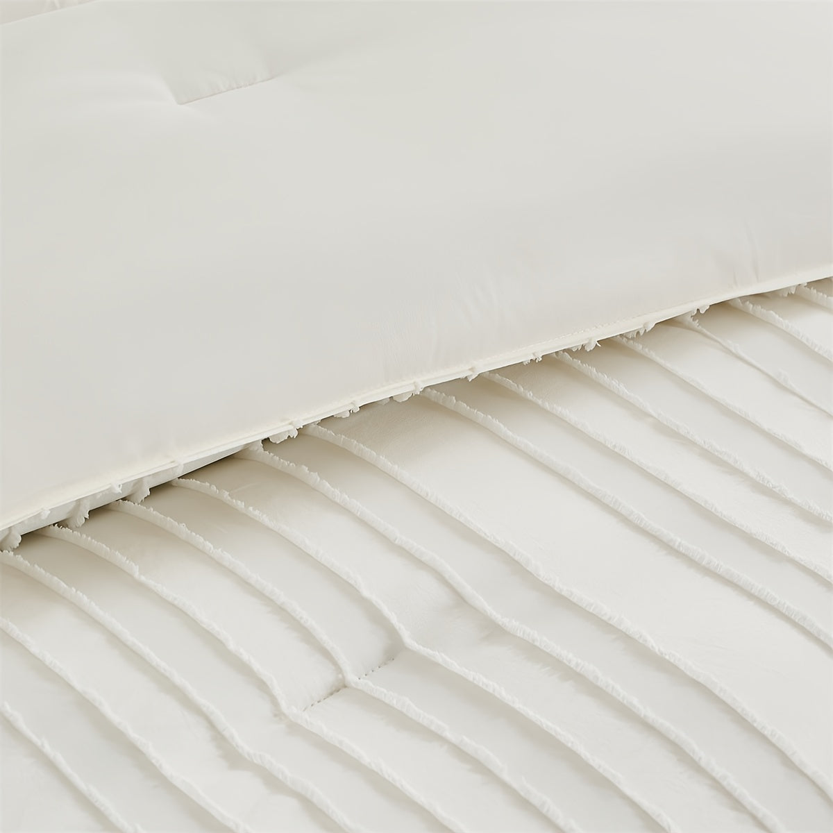 7-Piece Boho Beige Striped Comforter Set - Soft, Breathable, Skin-Friendly Bedding with Comforter, Flat Sheet, Fitted Sheet, and 4 Pillowcases - Perfect for Bedroom Room Decor, Comfortable Sleeping Experience