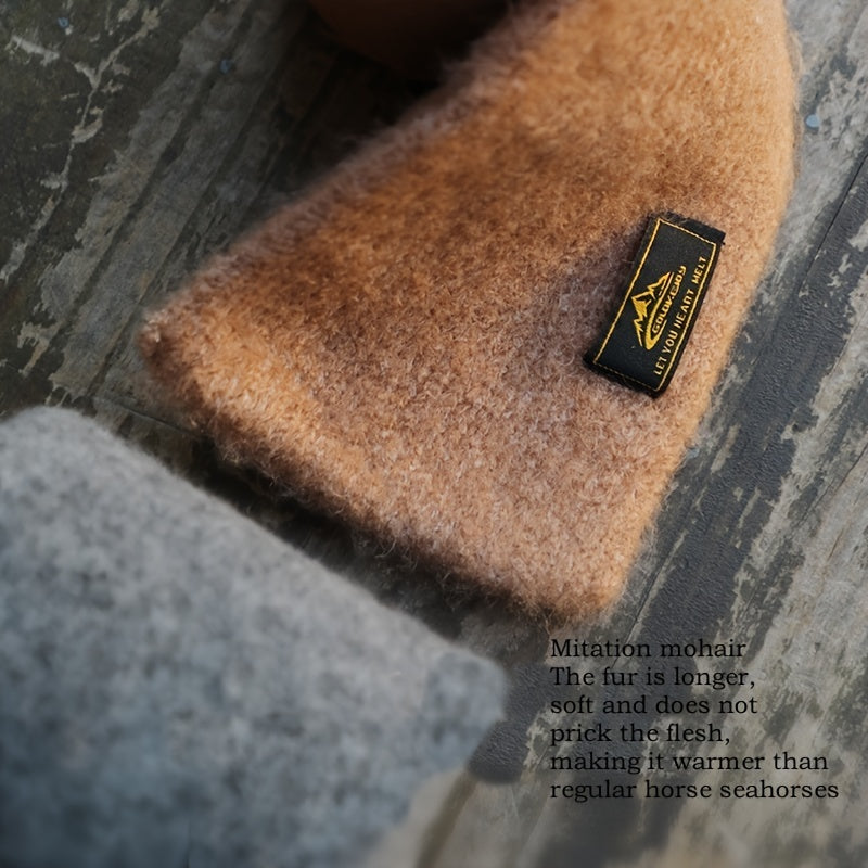 1pc Plush Winter Scarf - Soft, Warm, and Cold-Resistant Knitted Cashmere-Like Scarf for Mens Outdoor Leisure - Perfect for Winter Activities and Daily Wear