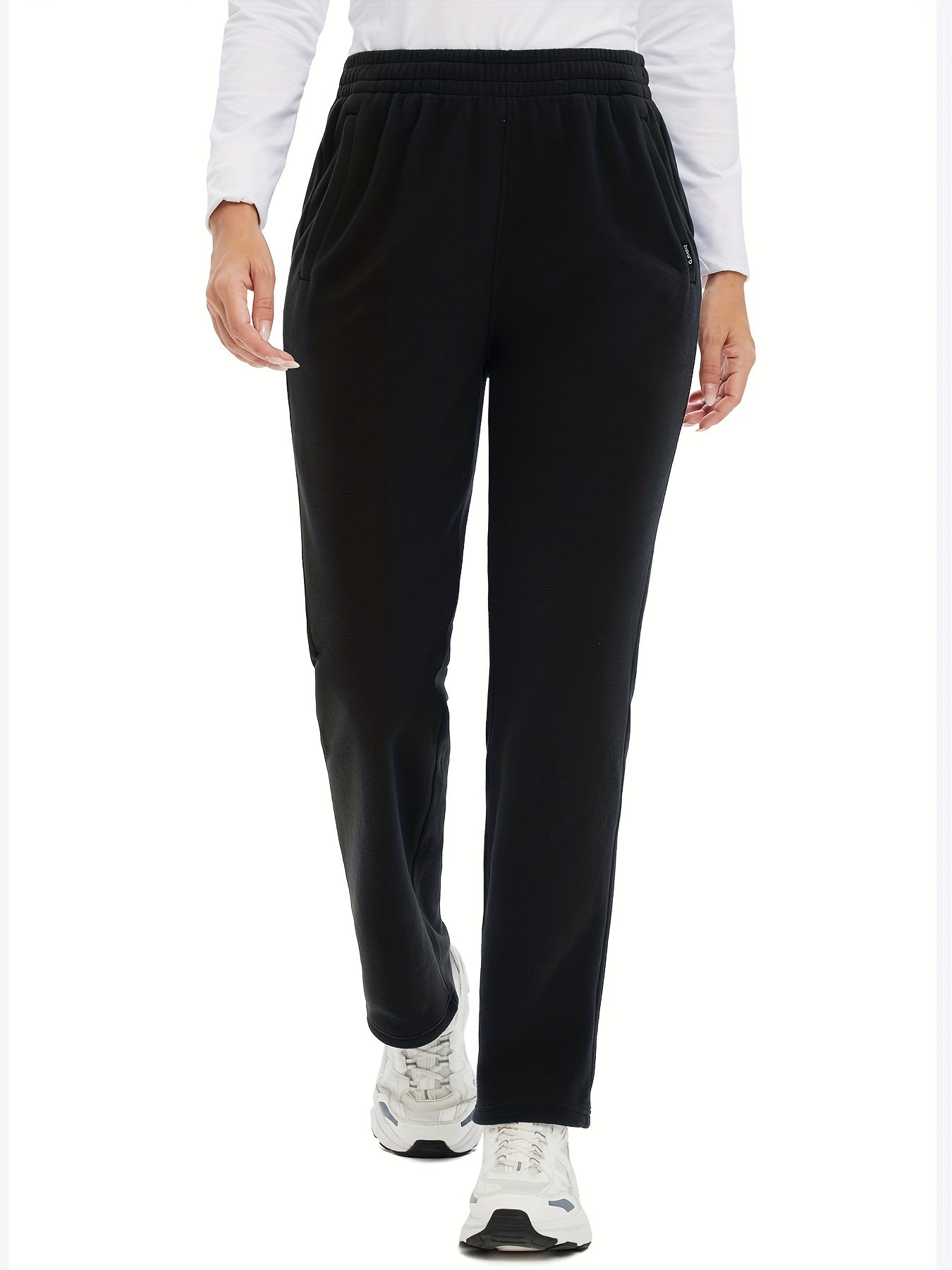 BALEAF Women's Winter Fleece Lightweight Casual Sweatpants, Elastic Cozy Long Pants With Pocket