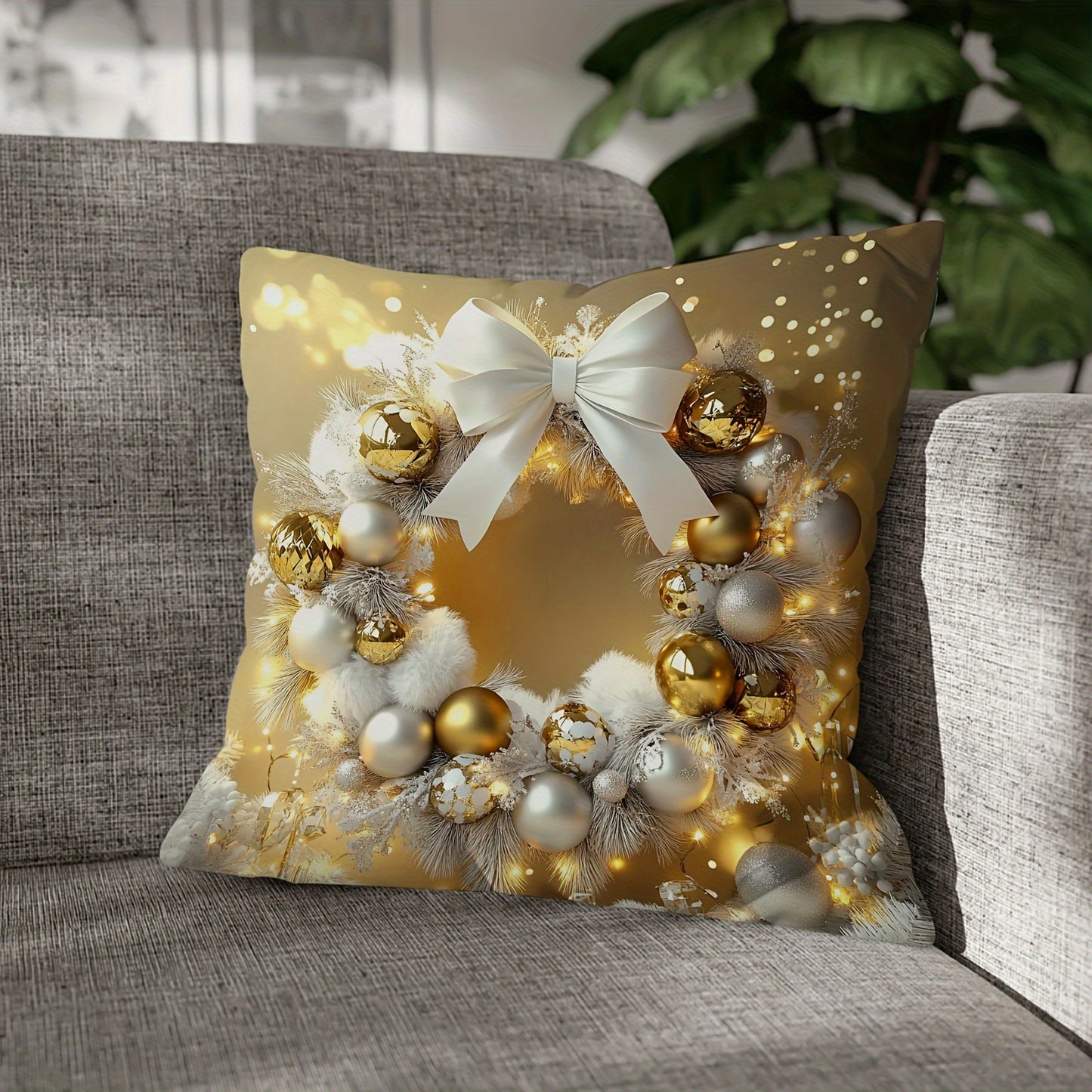 4PCS Christmas Holiday Decorative Throw Pillow Covers, Velvet Printed Swan Design, Luxury Golden Comfort Soft Cushion Cases, Festive Single-Sided Print, Zippered, Machine Washable for Living Room, Bedroom, Sofa – 100% Polyester