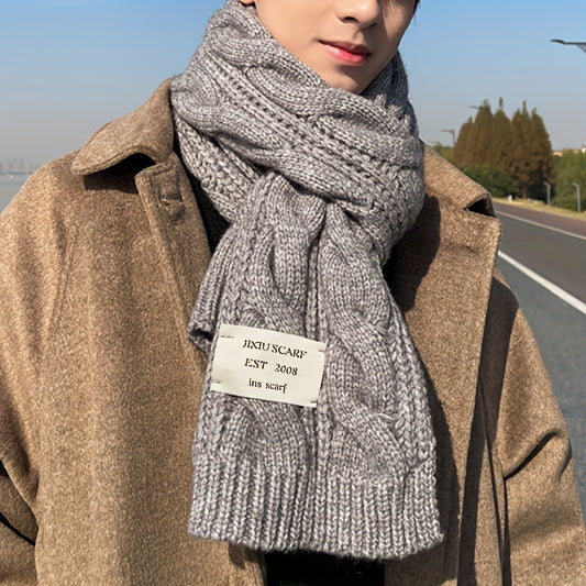 1pc Unisex Autumn And Winter Long Solid Color Knitted Warm Scarf