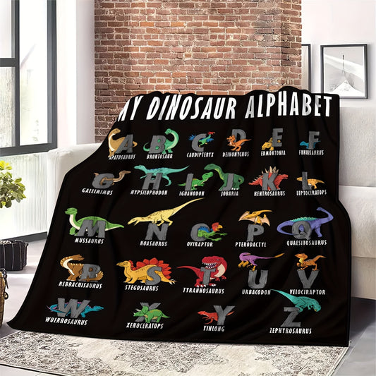 1pc Cozy Dinosaur Flannel Blanket - Bed Blankets for Travel, Sofa, Bed, and Home Decor with Soft and Warmth, Ideal for Birthday or Holiday Gift, Available All Season