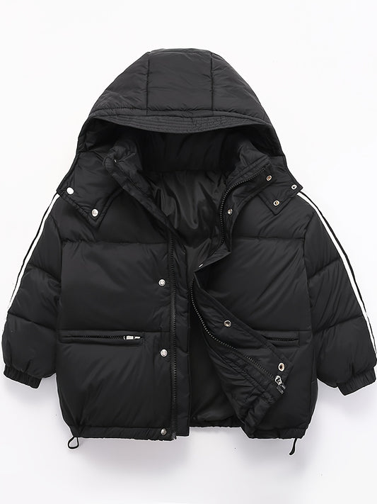 Boys' Deluxe Down Jacket Snow Suits - Soft, Warm, Zip-Up Hooded Winter Overcoat with Spacious Pockets, Reflective Strips for Enhanced Visibility, Perfect for Outdoor Play, Cold Weather Activities, and School Days