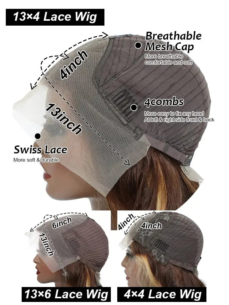 Brown Body Wave Human Hair Wigs PrePlucked 13x4 HD Lace Frontal Wig Transparent Lace Brazilian 4x4 Closure Wig on Sale Clearance