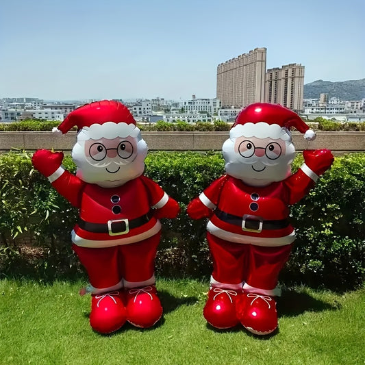 1/2pcs Santa Balloon Set, Suitable for Christmas Party Decoration and Themed Activities, Suitable for New Year and Seasonal Celebrations, No Electricity Required