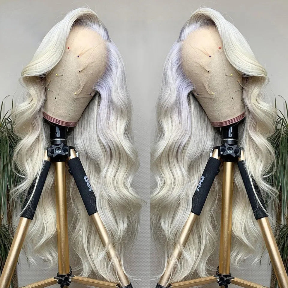 White Human Hair Wigs For Women Platinum Blonde Lace Front Wig Straight Brazilian Remy Hair HD Transparent Lace Wigs