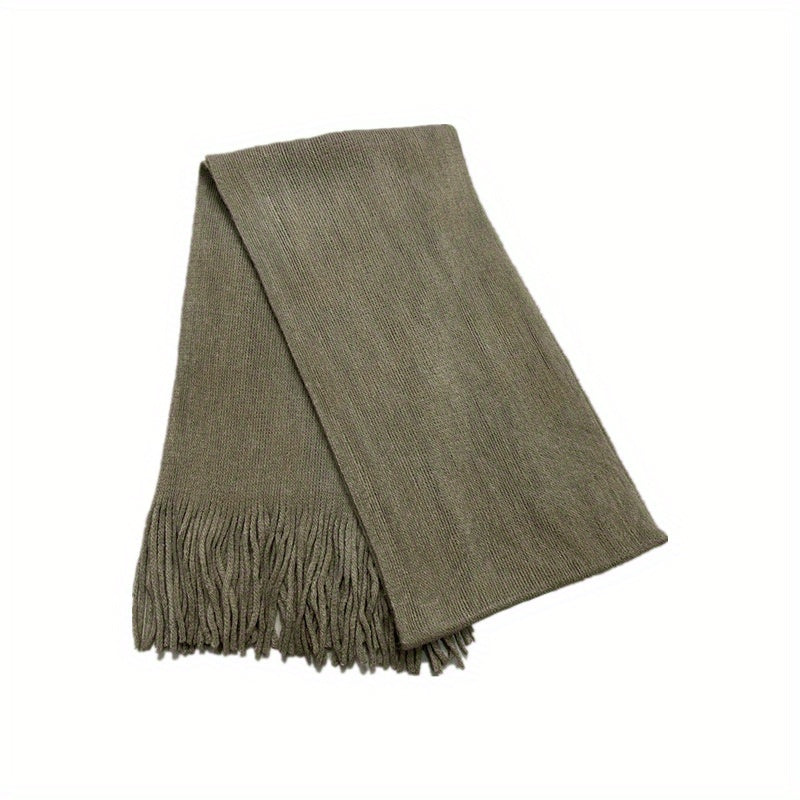 1pc Mid-length Men's Winter Tassel Warm Imitation Cashmere Scarf