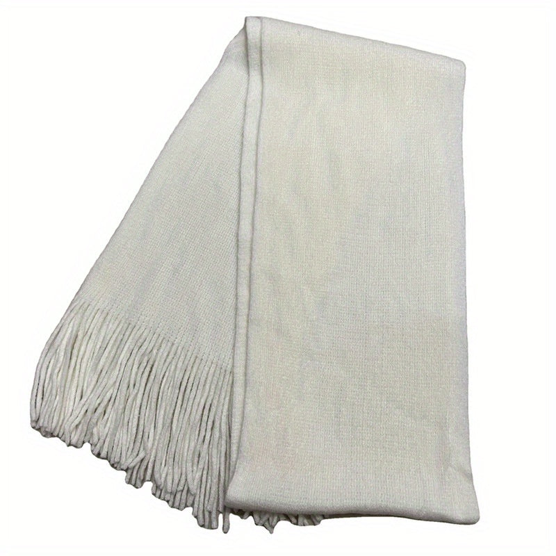 1pc Mid-length Men's Winter Tassel Warm Imitation Cashmere Scarf
