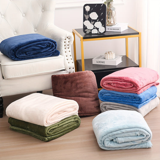 1pc Cozy Flannel Blanket - Soft, Warm, and Plush Solid Color Throw for Couch, Bed, Sofa - Perfect for Chilly Nights and Snuggling Up