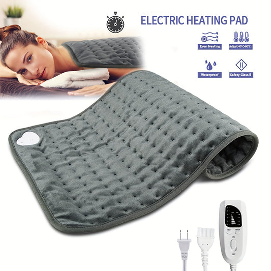 1pc Heating Pad - Electric Heating Pads For Back, Shoulders, Abdomen, Legs, Arms, Electric Fast Heat Pad With Auto Shut Off Function, 4 Timer And 6 Heating Setttings, Grey, 30inch X 16inch