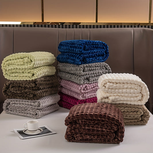 1pc Cozy Flannel Blanket - Soft, Thick, Warm, and Lightweight for Bedroom, Guest Room, Living Room, Dormitory, Car, and Sofa - Perfect for Travel, Camping, and Outdoor Activities