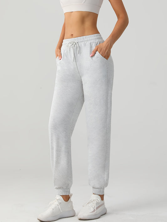Cozy Drawstring Joggers For Women - Casual Polyester Sweatpants With Pockets, Perfect For Fall & Winter Outdoor Activities