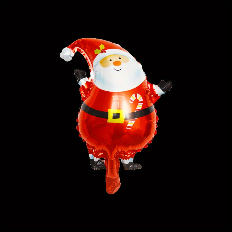 10-Piece 18" Aluminum Foil Christmas Balloon Set with Santa, Reindeer, Christmas Tree, Snowman & Stocking Designs, Curling Ribbon, and Festive Party Supplies for Ages 14 & Up, No Electricity Required