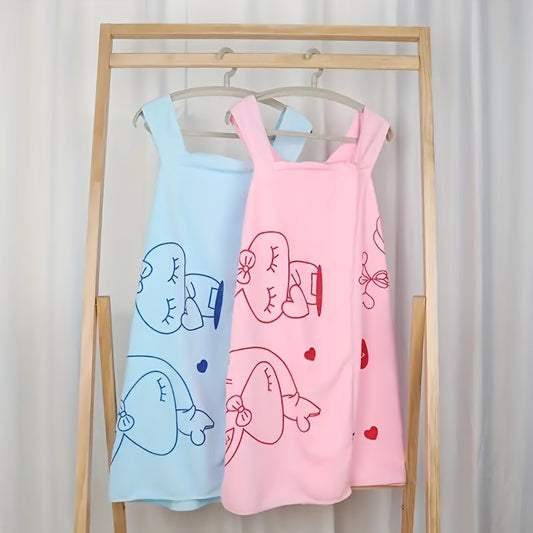 1pc Ultra-Soft, Cartoon Rabbit Patterned Bath Wrap Towel - Absorbent, Quick-Drying, Wearable, and Compact - Ideal for Women, Bathroom, Bedroom, and Spa, Contemporary Style