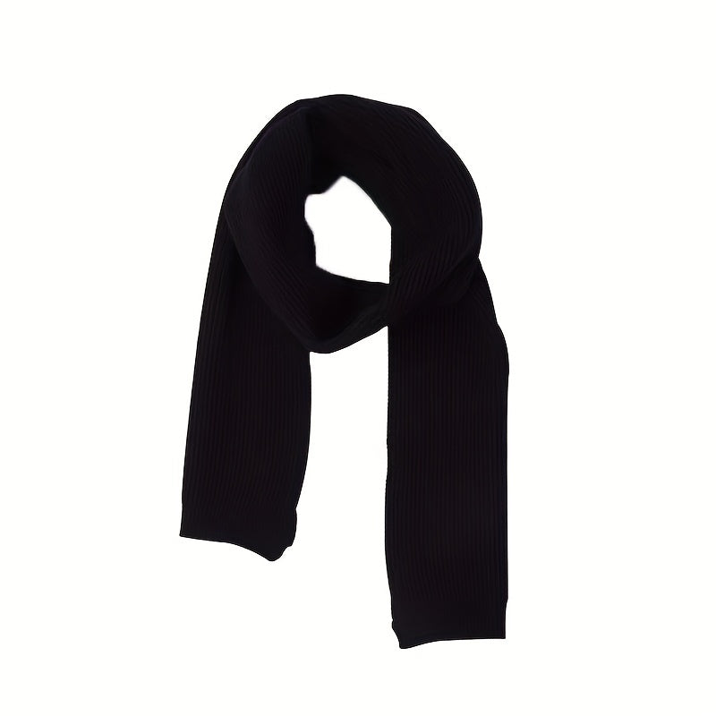 1pc Plain Color Versatile Simple Knitted Scarf For Men Autumn Winter