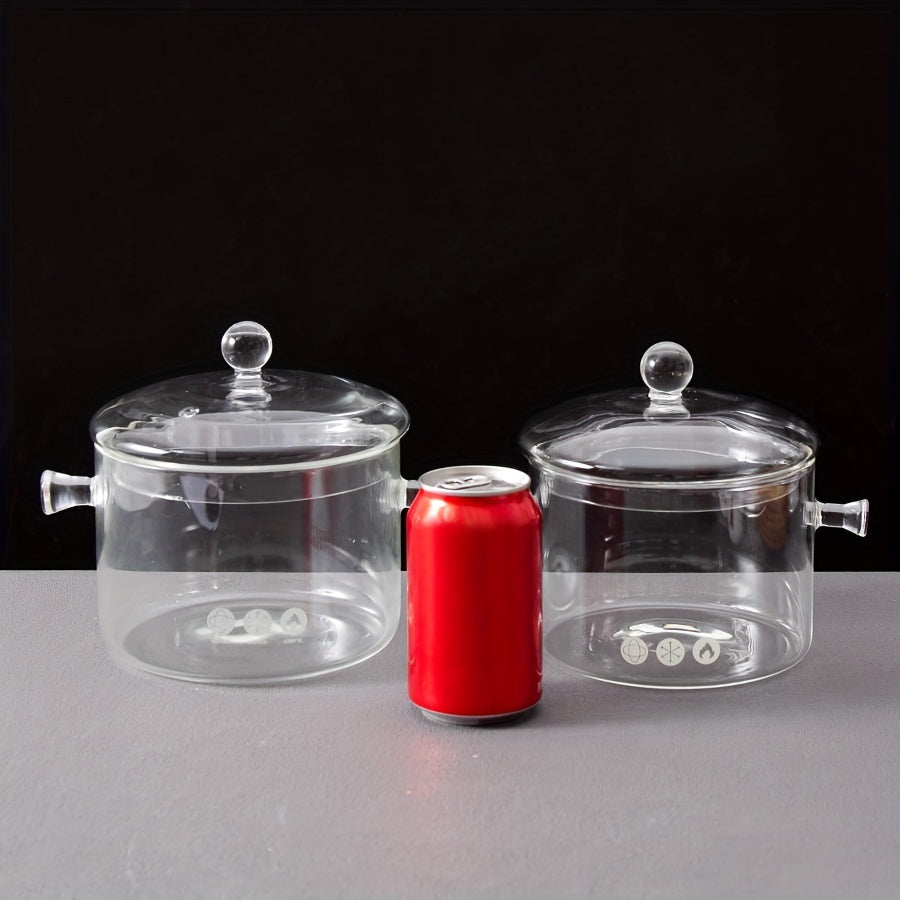 1pc Glass Pot With Cover Glass Saucepan Stovetop Cooking Pot With Lid And Handle Simmer Pot And Pan Glass Cookware For Pasta Noodle, Soup, Milk, Baby Food