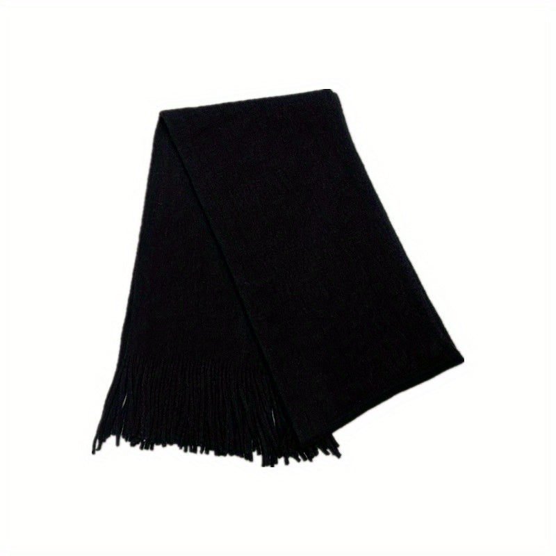 1pc Mid-length Men's Winter Tassel Warm Imitation Cashmere Scarf