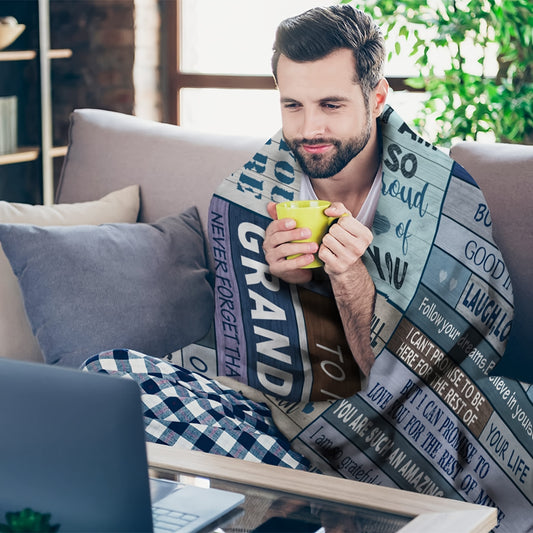 1pc Cozy Flannel Blanket - Soft, Warm, and Cosy for Sofa, Office, Bed, and Travel - Perfect Christmas Gift for Grandson