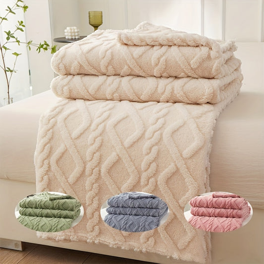 1pc Ultra-Soft Lamb Fleece Blanket - Comfortable, 3D Fashionable Design, Plush, Thick, Warm, Multifunctional for Bed, Couch, Travel - Soft, Air-Conditioning, Flannel, Throw Blanket for Cozy Nights
