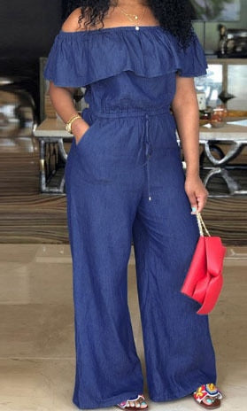 New Casual Women's Bodycon Jumpsuit Lace up Solid Jeans Denim Summer Short Sleeve Rompers Overalls Trousers Pants