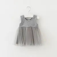 Girls Sleeveless Dresses Summer Baby Girl Clothes Solid Color Kids Tutu Dress M3881