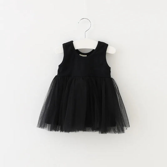 Girls Sleeveless Dresses Summer Baby Girl Clothes Solid Color Kids Tutu Dress M3881