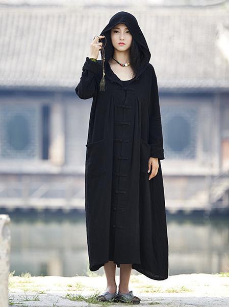flowersverse National Style Mistarious Linen Cape Coat