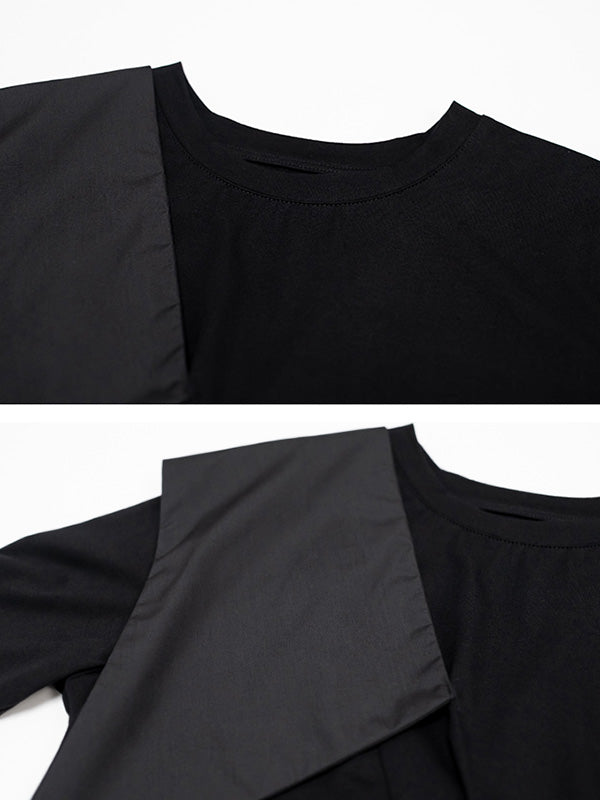 flowersverse Urban Asymmetric Split-Front Solid Color Short Sleeves T-Shirt Top