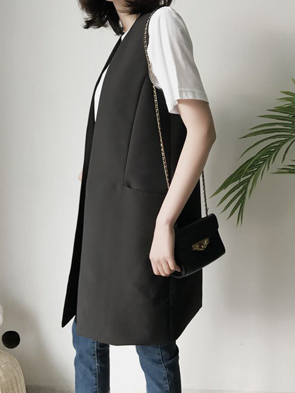 flowersverse Casual Loose Long Split-Joint Sleeveless Vest