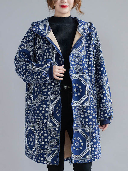 flowersverse Vintage Ramie Cotton Printing Outerwear&Coat