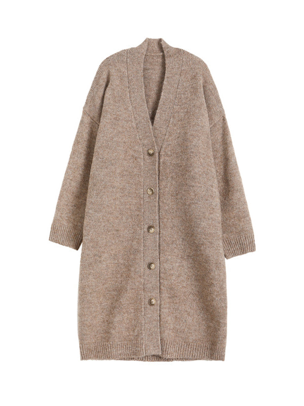 flowersverse Urban Loose Solid Color Thick Thread Knitting Cardigan Coats