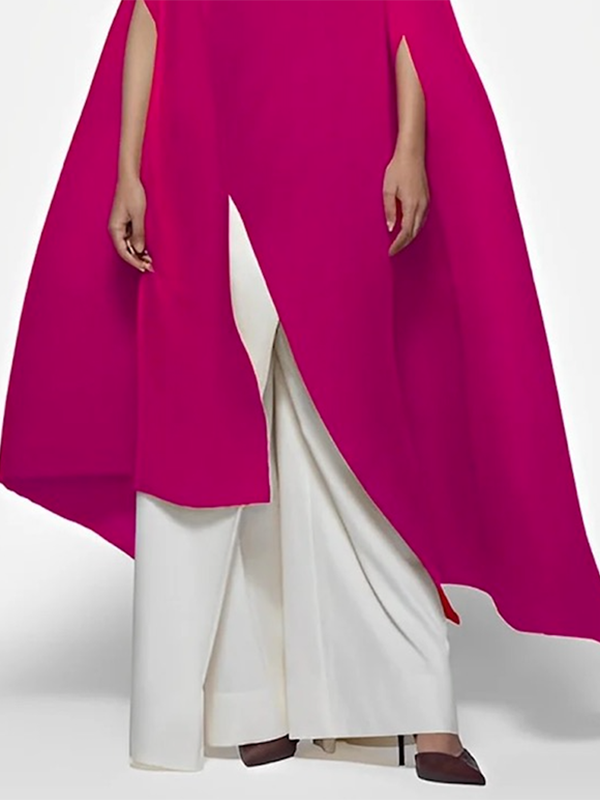 flowersverse Batwing Sleeves Loose Solid Color Split-Front Off-The-Shoulder Blouses&Shirts Tops