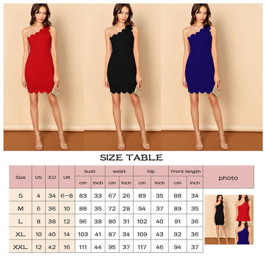 flowersverse Women Summer One Shoulder Frilled Bodycon Dress Fashion Ladies Sexy Slim Fit Party Prom Mini Dress Solid Casual Dress