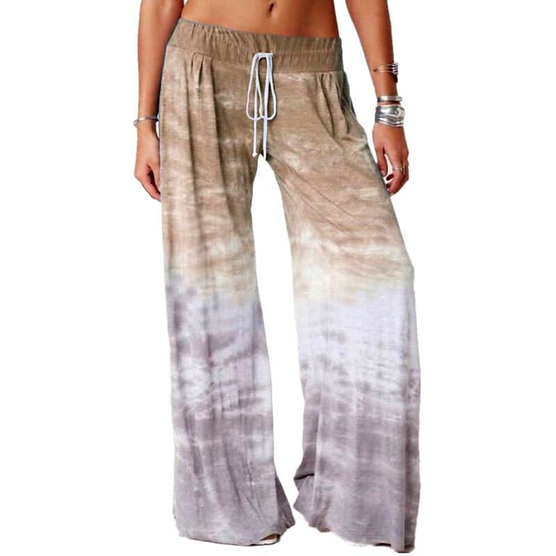 flowersverse Women's Plus Size Pajamas Pants Nighty Pjs Tie Dye Comfort Party Home Daily Cotton Gift Long Pant Spring Summer Color blue Green / Lace Up / Elastic Waistband