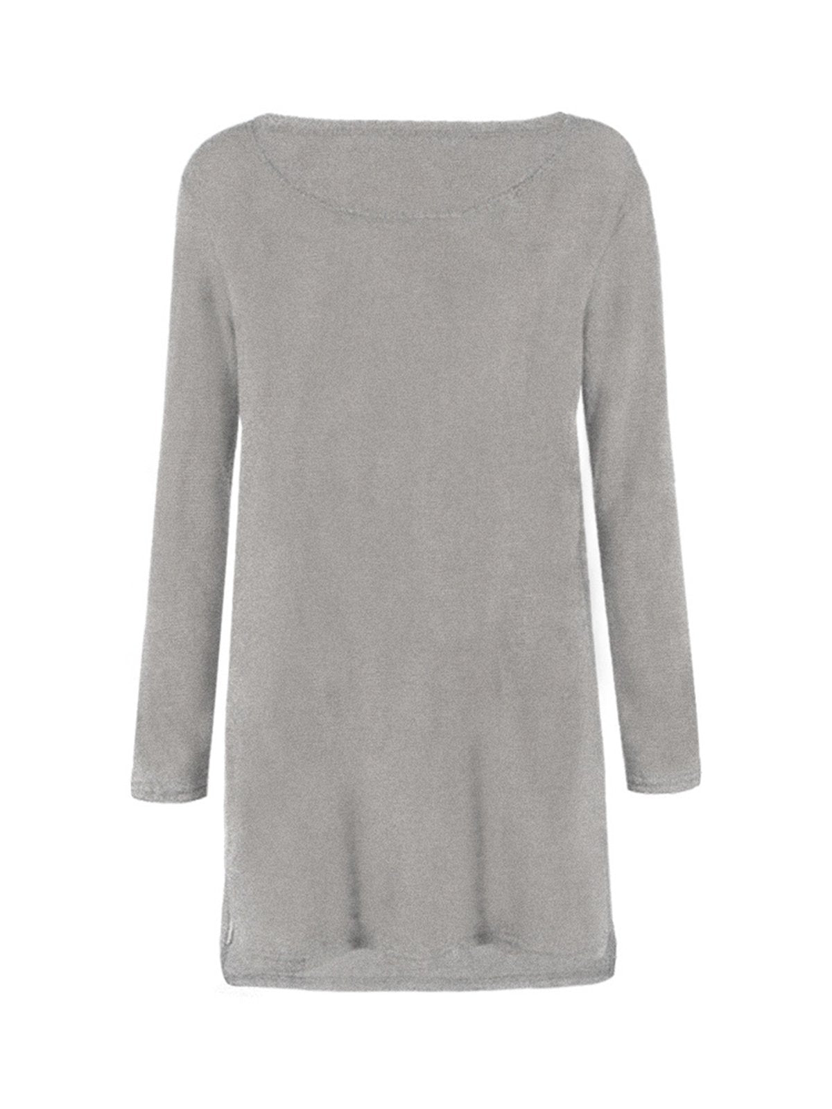 flowersverse Women Fluffy Zipper Long Sleeve Casual Plus Size Sweater Dress