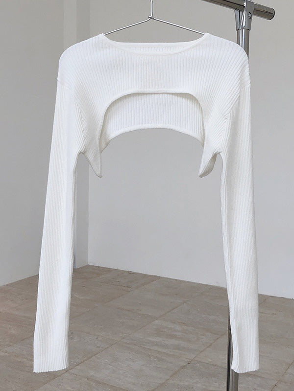 flowersverse Original Solid Knitwear Short Tops