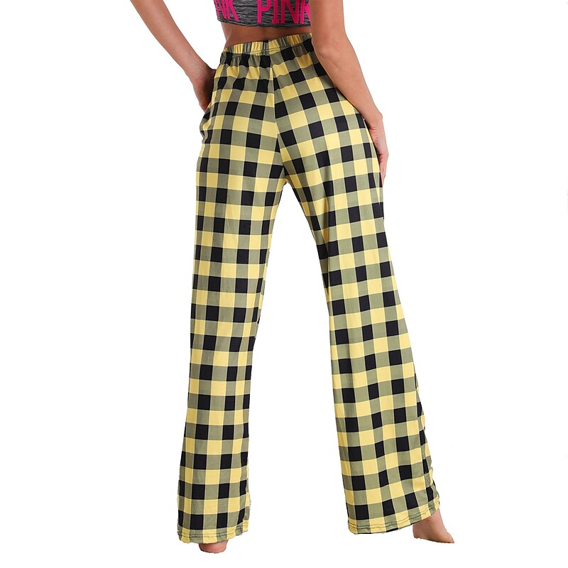 flowersverse Women's Christmas Pjs Women's Plus Size Pajamas Bottom 1 PCS Grid / Plaid Fashion Comfort Sport Home Party Club Bamboo Gift Long Pant Basic Print Pocket Spring Summer Light Pink White