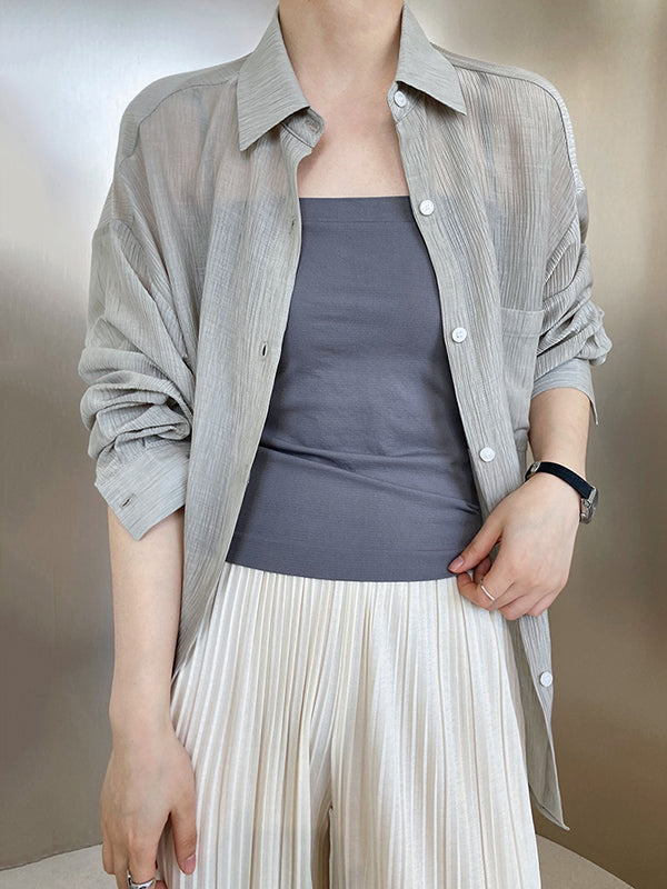 flowersverse Simple Casual Solid Color Spaghetti-Neck Vest Top