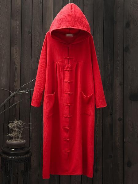 flowersverse National Style Mistarious Linen Cape Coat