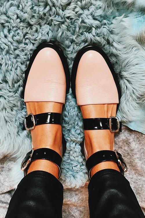 flowersverse Buckle Color Block Sandals Flats
