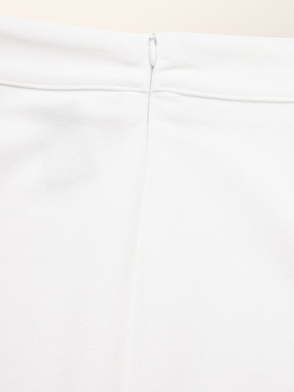 flowersverse High Waisted Solid Color Zipper Skirts