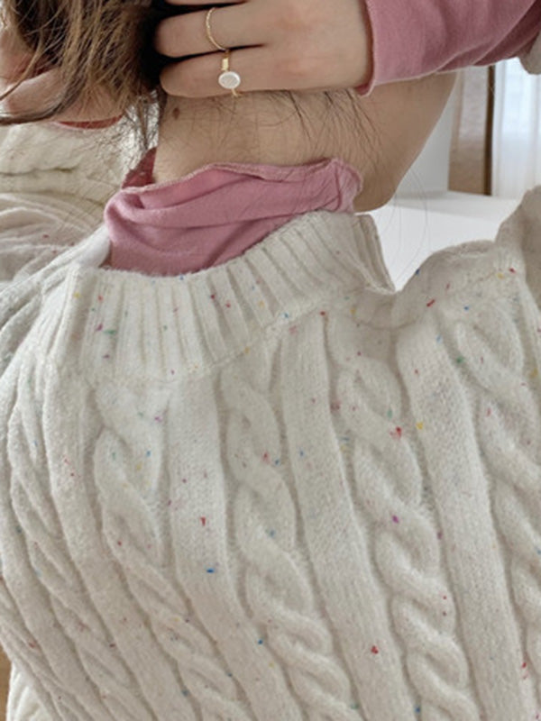 flowersverse Original Casual Loose Round-Neck Long Sleeves Sweater Tops