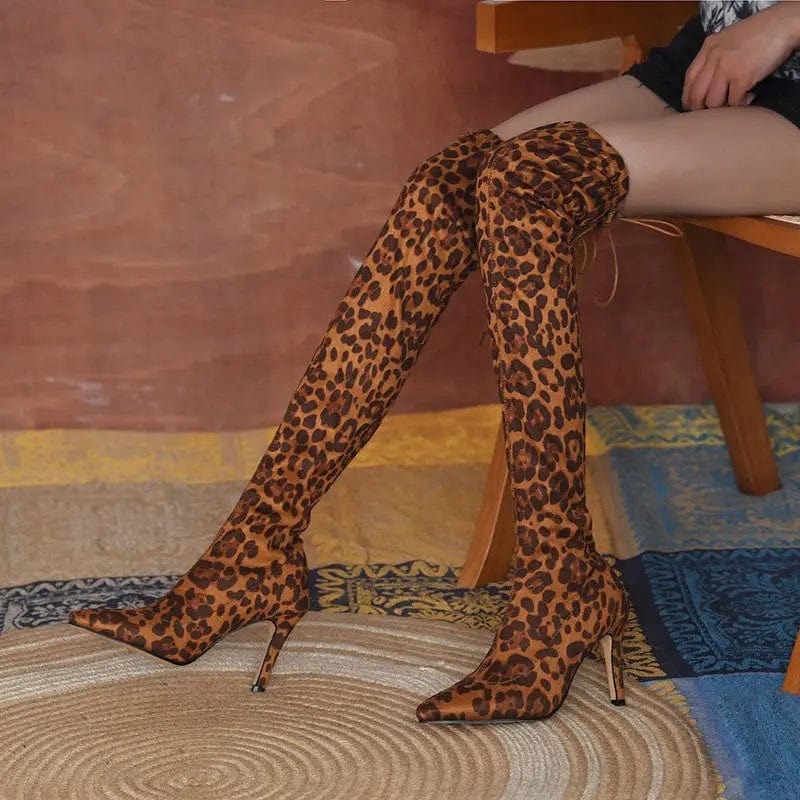 flowersverse Over-the-knee Stiletto Heels For Women Plus Size