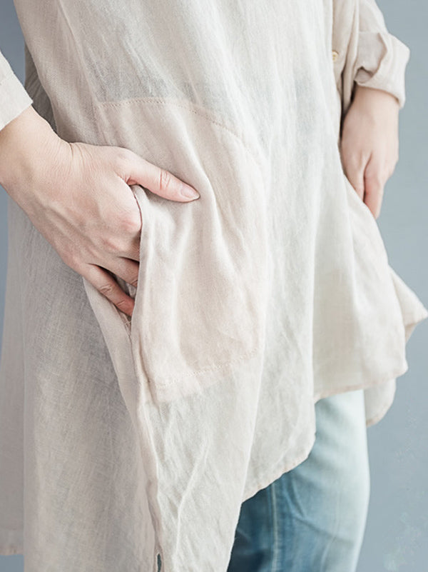 flowersverse Original Solid Sun-Protection V-Neck Blouse Tops