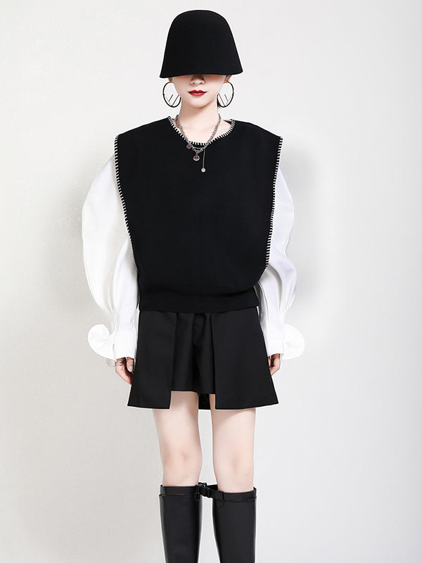 flowersverse Urban Black&Apricot Knitting Vest