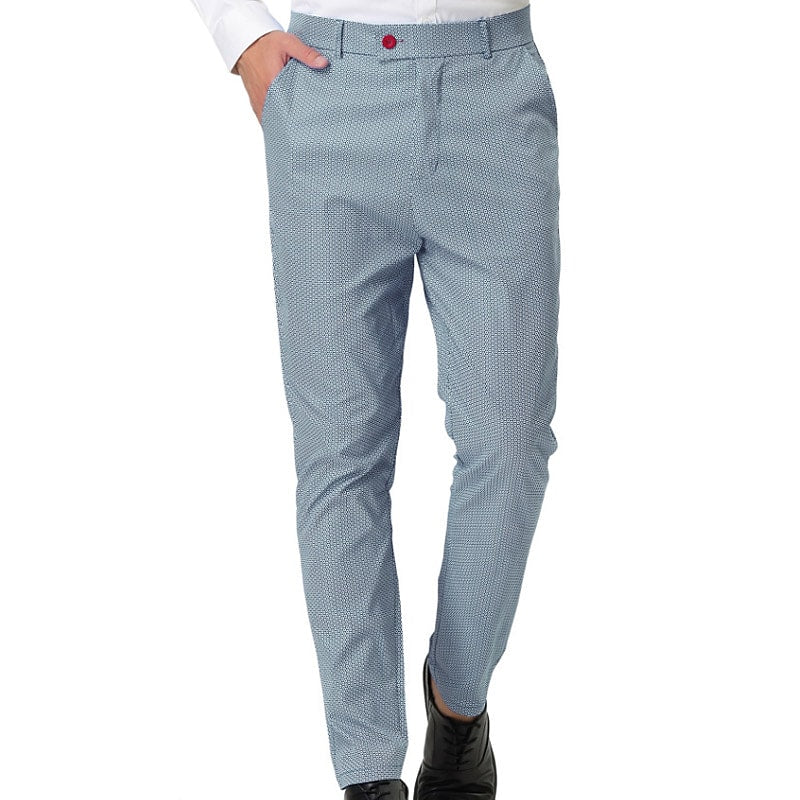 flowersverse Men's Dress Pants Trousers Chinos Pocket Straight Leg Print Polka Dot Comfort Outdoor Daily Going out 100% Cotton Streetwear Stylish Black Blue Micro-elastic
