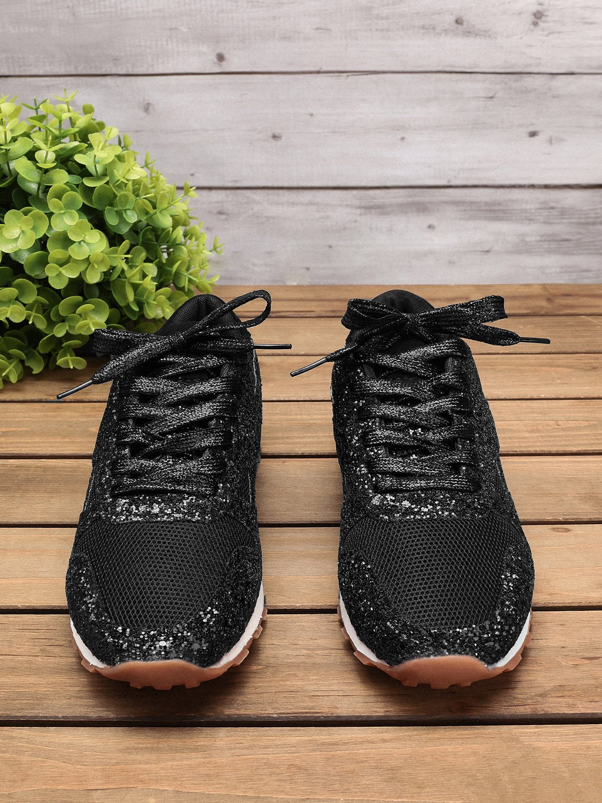 flowersverse Women Muffin Rhinestone New Crystal Platform Sneakers