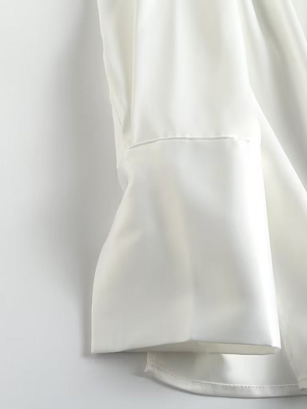 flowersverse Casual Loose Long Sleeves Buttoned Solid Color Lapel Collar Blouses&Shirts Tops