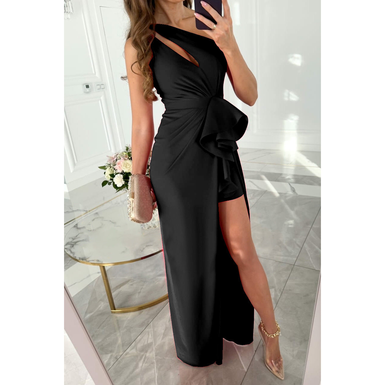 flowersverse Spring Summer Sexy Slash Shoulder Dress Casual Holidays Party Dress