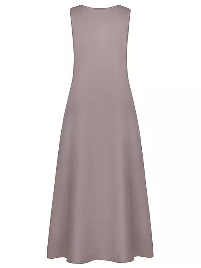 flowersverse Women's A-Line Dress Maxi long Dress - Sleeveless Color Block Patchwork Summer Plus Size Casual Holiday Vacation White Red Khaki Dusty Blue S M L XL XXL XXXL XXXXL XXXXXL